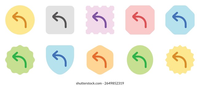 Ícone de divisa de seta para a esquerda em curva vetorial. Perfeito para aplicativos e interfaces web, infográficos, apresentações, marketing, etc.