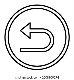 Vector Turn Left Outline Icon Design
