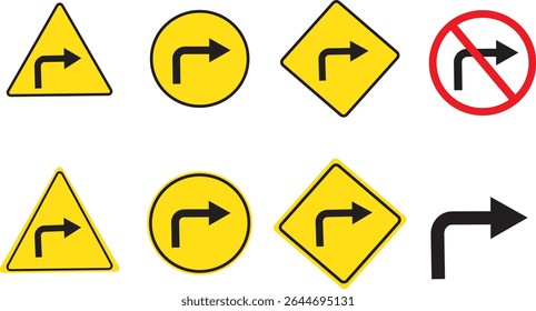 vector turn left and turn right sign vector icons, traffic direction and Road safety, traffic direction and Road safety,