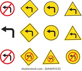 vector turn left and turn right sign vector icons, traffic direction and Road safety, traffic direction and Road safety,