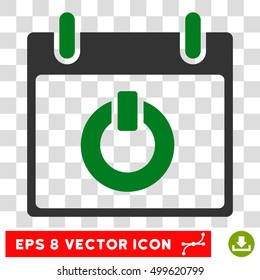 Vector Turn on Calendar Day EPS vector icon. Illustration style is flat iconic bicolor green and gray symbol on a transparent background.