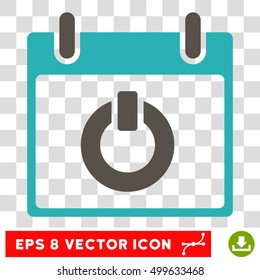 Vector Turn on Calendar Day EPS vector pictograph. Illustration style is flat iconic bicolor grey and cyan symbol on a transparent background.