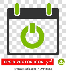Vector Turn on Calendar Day EPS vector icon. Illustration style is flat iconic bicolor eco green and gray symbol on a transparent background.