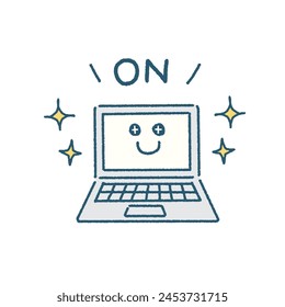 Vector turn on computer emoji image