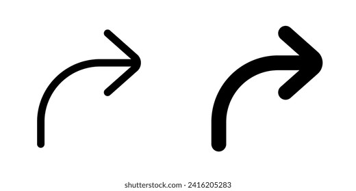 Vector turn right arrow chevron icon. Perfect for app and web interfaces, infographics, presentations, marketing, etc.