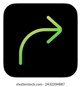 Vector turn right arrow chevron icon. Perfect for app and web interfaces, infographics, presentations, marketing, etc.