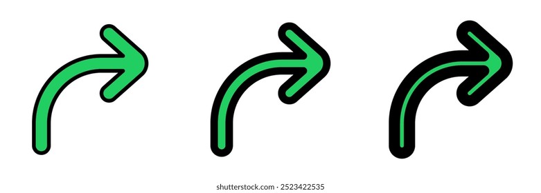 Vector turn right arrow chevron icon. Perfect for app and web interfaces, infographics, presentations, marketing, etc.