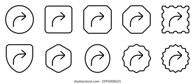 Vector turn right arrow chevron icon. Perfect for app and web interfaces, infographics, presentations, marketing, etc.