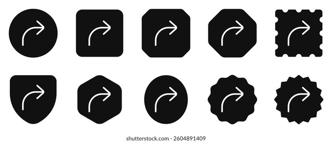 Vector turn right arrow chevron icon. Perfect for app and web interfaces, infographics, presentations, marketing, etc.