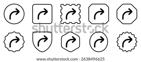 Vector turn right arrow chevron icon. Perfect for app and web interfaces, infographics, presentations, marketing, etc.
