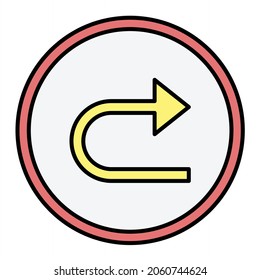 Diseño del icono de contorno de giro a la derecha
