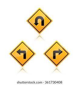 Vector Turning Traffic Signs