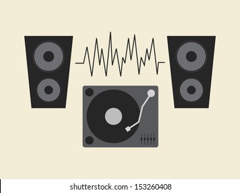vector turntable dj player icon