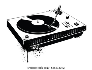 Vector turntable. Isolated background.