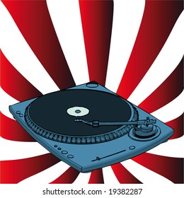 vector turntable with retro background