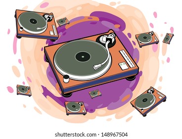 vector turntable vintage DJ