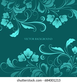 Vector Turquoise background with a floral pattern, background with an ornament.