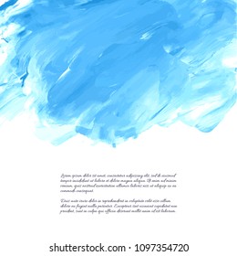 Vector turquoise blue, indigo watercolor texture background, dry brush stains, strokes, spots isolated on white. Abstract marble frame, place for text or logo. Acrylic hand painted pours, fluid art.