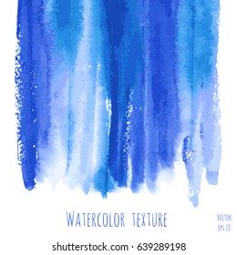 Vector turquoise blue, indigo watercolor texture background with dry brush stains, strokes and spots isolated on white. Abstract artistic creative frame. Acrylic hand painted gradient backdrop.