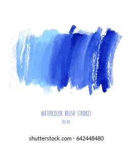 Vector turquoise blue, indigo watercolor texture background with dry brush stains, strokes, spots isolated on white. Abstract artistic frame, place for text. Acrylic hand painted gradient backdrop.