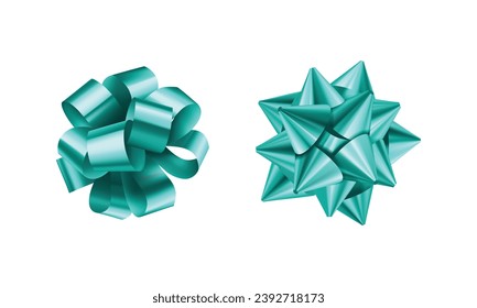 Vector turquoise bows for wrapping present box set.