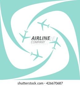 Vector turquoise brochure with planes and airplane stream jets. Poster can be used aviation companies.