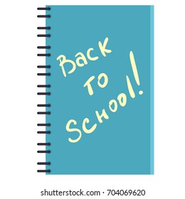 Vector Turquoise Copybook with Text: Back to School