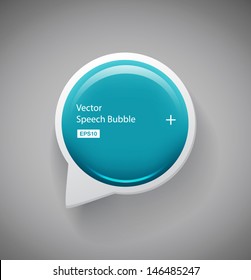 Vector turquoise glossy round 3d plastic speech bubble