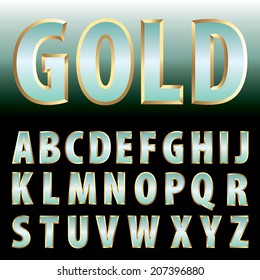 vector turquoise green gold letters