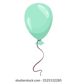 Vector turquoise hot air balloon, in flat style, isolated on white background. Balloon for birthdays and other celebrations. Festive decorations in the form of balloons.