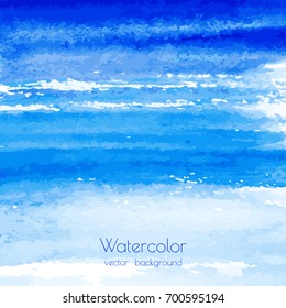 Vector turquoise navy blue, indigo watercolor texture background, dry brush stains, strokes, spots isolated on white. Abstract artistic frame, place for text. Acrylic hand painted gradient backdrop.