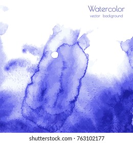 Vector turquoise navy blue, indigo watercolor texture background, dry brush stains, strokes, spots isolated on white. Abstract frame, place for text or logo. Acrylic hand painted pours, fluid art.