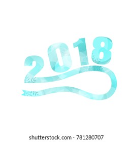 Vector turquoise numbers for Happy New Year with abstract pattern on the white background.