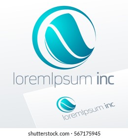 Vector turquoise sign. Logo for Business, Technology, Corporation.