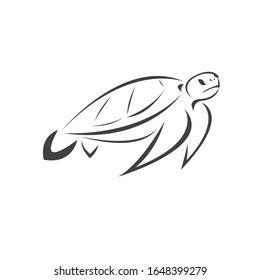 Vector of turtle Black design on a white background. Reptile. Animals. Sea creatures. illustration.