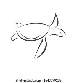 Vector of turtle Black design on a white background. Reptile. Animals. Sea creatures. illustration.