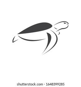 Vector of turtle Black design on a white background. Reptile. Animals. Sea creatures. illustration.