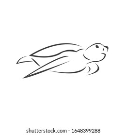 Vector of turtle Black design on a white background. Reptile. Animals. Sea creatures. illustration.