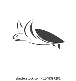 Vector of turtle Black design on a white background. Reptile. Animals. Sea creatures. illustration.