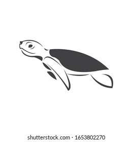 Vector of turtle Black design on a white background. Reptile. Animals. Sea creatures. illustration.