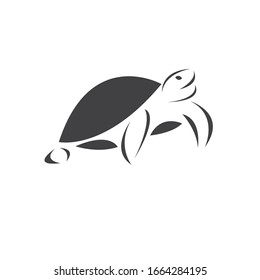 Vector of turtle Black design on a white background. Reptile. Animals. Sea creatures. illustration.