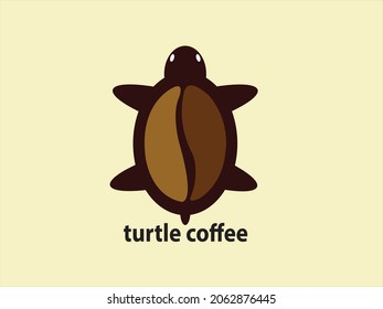 vector turtle coffee logo design with the theme of a combination of turtles and coffee beans suitable for product logos, companies, businesses, cafes, etc