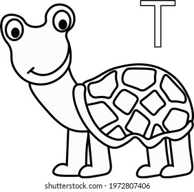 vector turtle Coloring Book for kids . black outline drawing, blank for printing, design, children's book