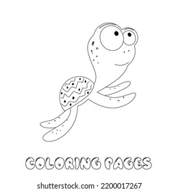 Vector turtle coloring page for kids on a white isolated background.