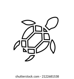 Vector of turtle design in line on a white background. Reptile. Vector