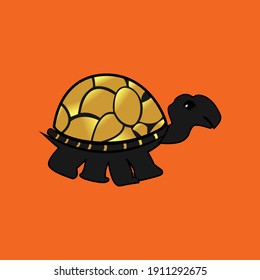 Vector of turtle design on a orange background. Reptile. Animals. Easy editable layered vector illustration.