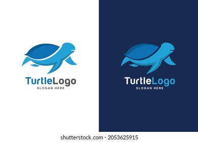 Vector of a turtle design on white and dark background, Wild Animals. Reptile
