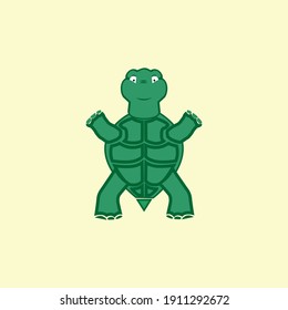 Vector of turtle design on a yellow background. Reptile. Animals. Easy editable layered vector illustration.
