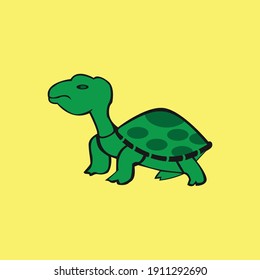 Vector of turtle design on a yellow background. Reptile. Animals. Easy editable layered vector illustration.