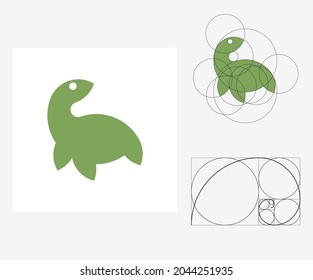 Vector turtle in golden ratio style